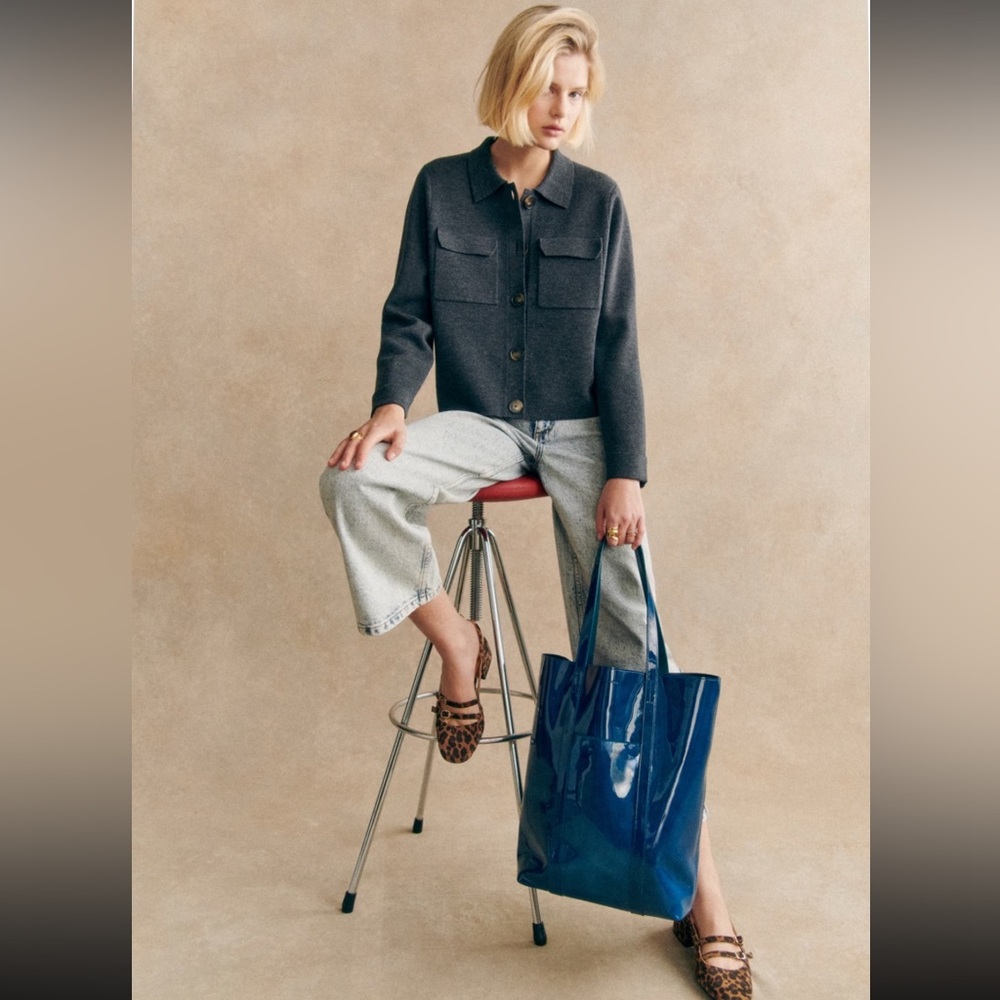 NWT Sezane Betty Cardigan - Charcoal Grey - Small